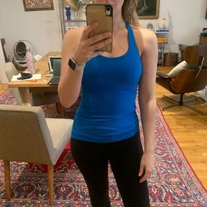 LULULEMON blue tank no bra inserts size 4